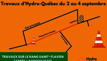 Travaux d'Hydro-Québec sur le rang Saint-Flavien