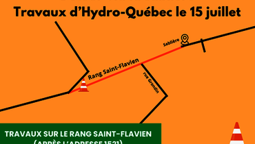 Travaux d'Hydro-Québec sur le rang Saint-Flavien